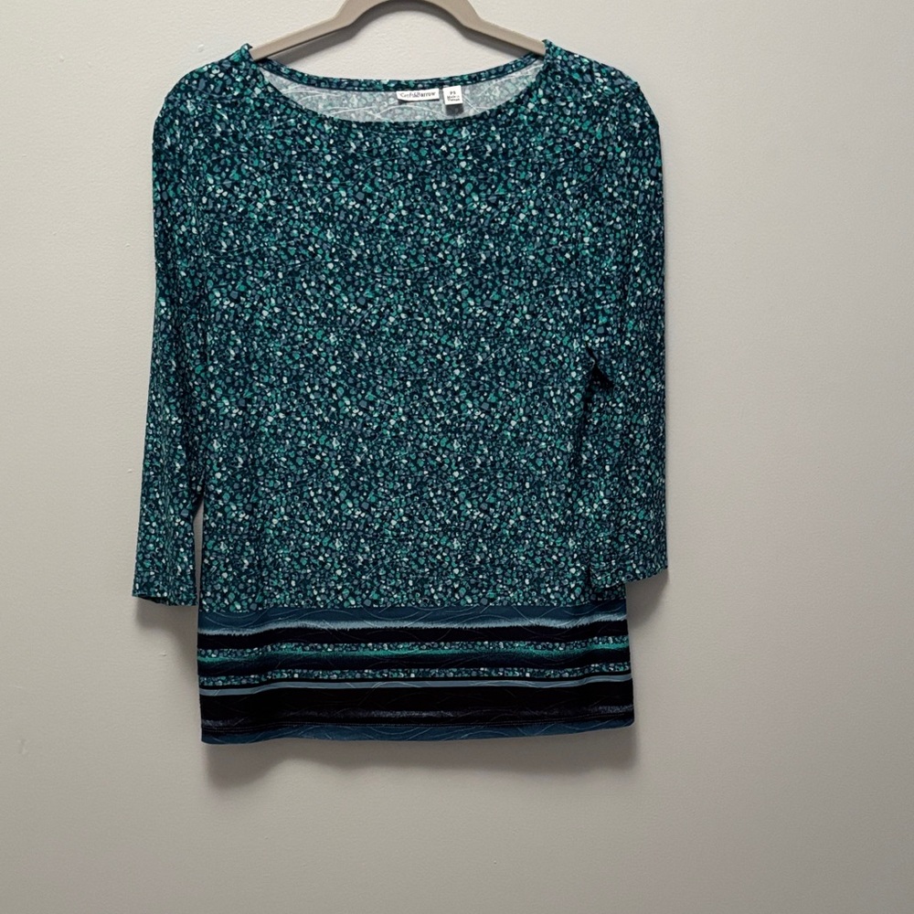 Croft & Barrow Blue and Green Patterned Top
